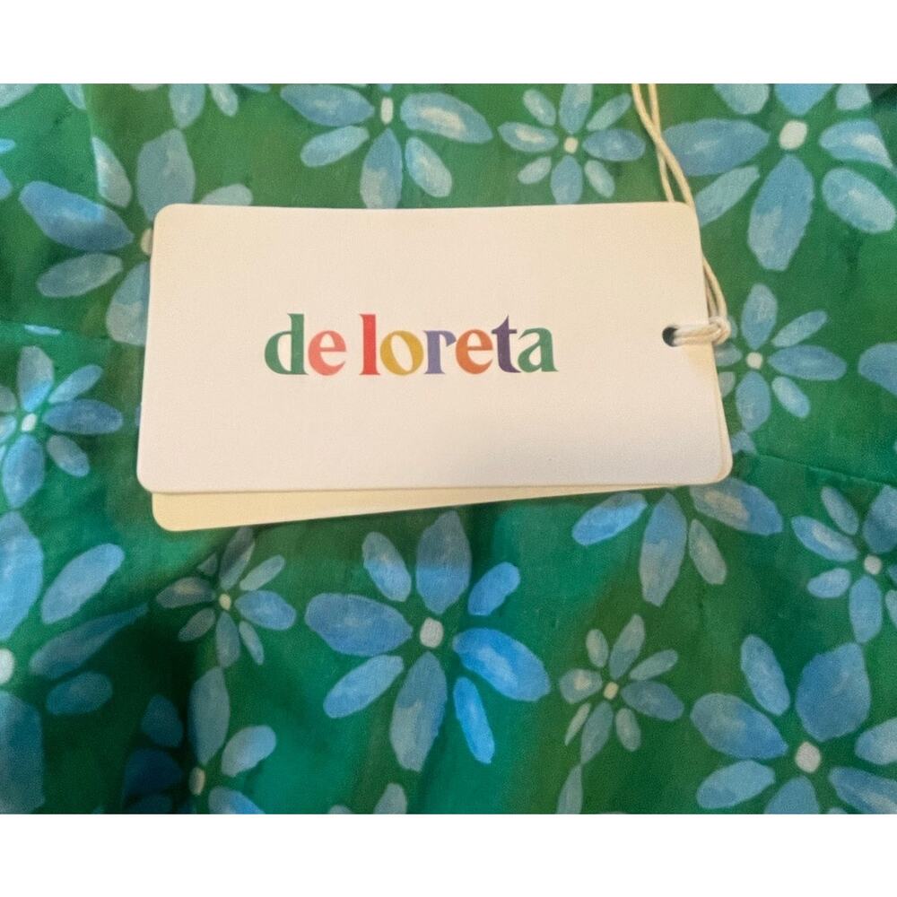 De Loreta Green Floral Midi Dress NWT XS - Picture 2 of 5
